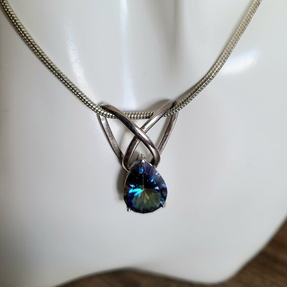 Rainbow Mystic Topaz sterling silver necklace. - Picture 4 of 9